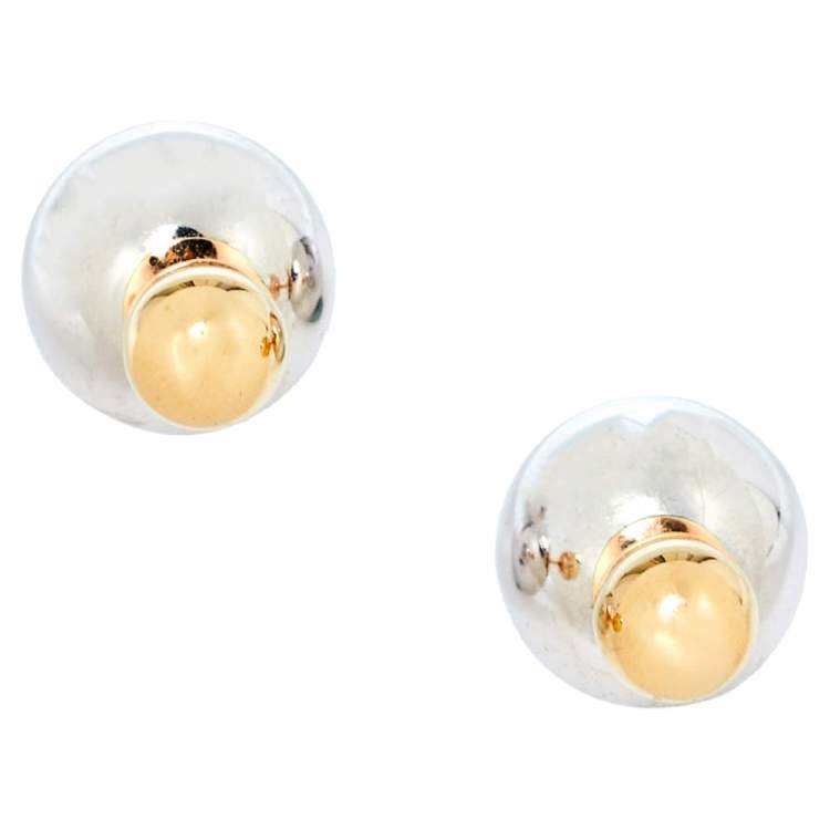 Pre Owned Dior Two Tone Mise En Dior Tribales Stud Earrings