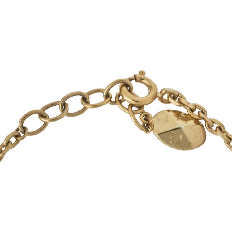 Pre Owned Dior Gold Tone Crystal Pavé Pop Heart Charm Bracelet