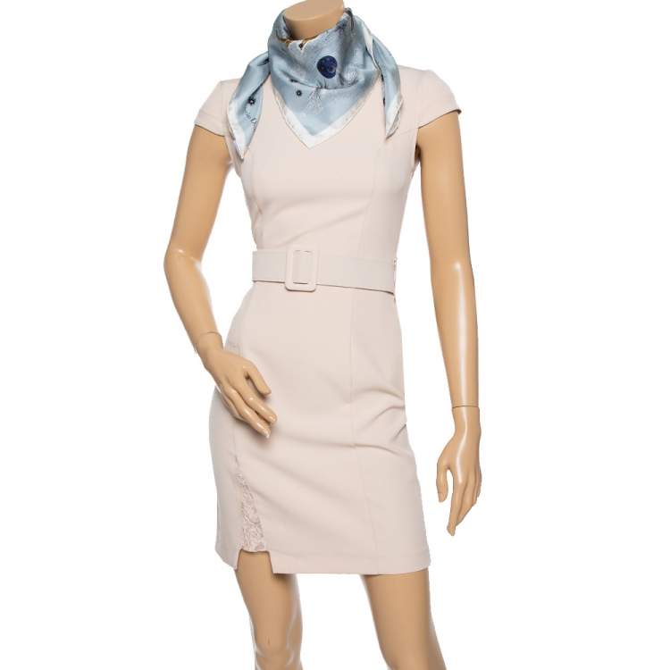 Pre Owned Dior Pale Blue Zodiac Print Silk Scarf