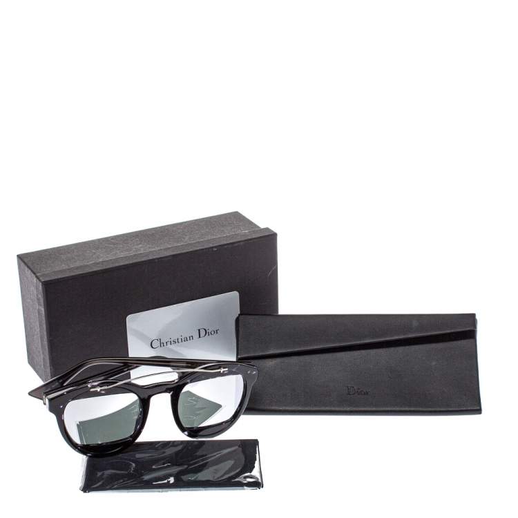 Pre Owned Dior Black/Silver Dior Mania 1 AB8DC Round Sunglasses