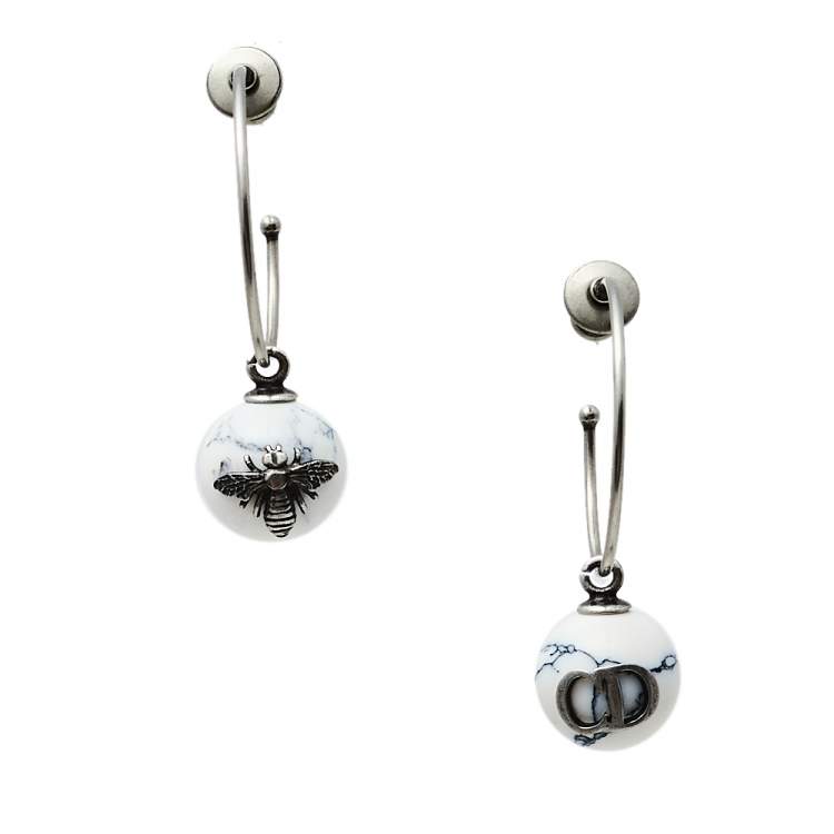 Pre Owned Dior Tresor De Tribale Marbled Resin Hoop Earrings