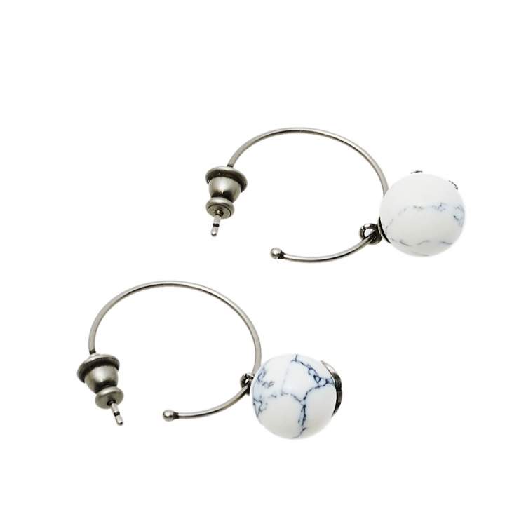 Pre Owned Dior Tresor De Tribale Marbled Resin Hoop Earrings