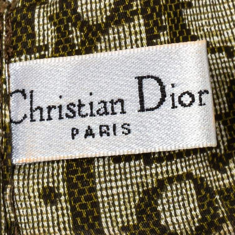 Pre Owned Dior Green Oblique Print Cotton Silk Headband