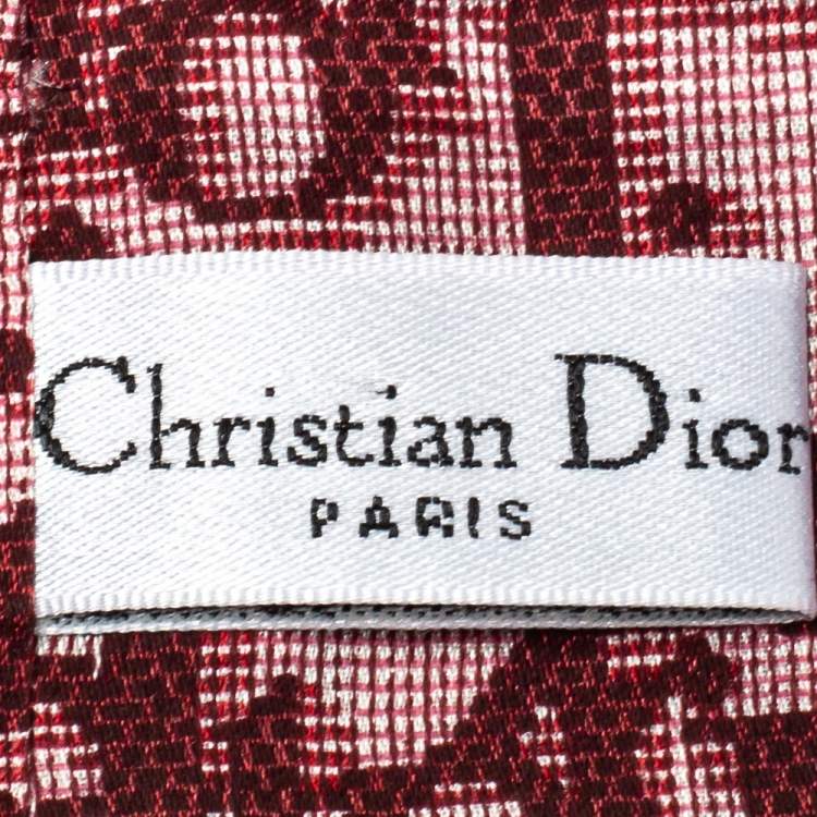 Pre Owned Dior Red Oblique Print Cotton Silk Headband
