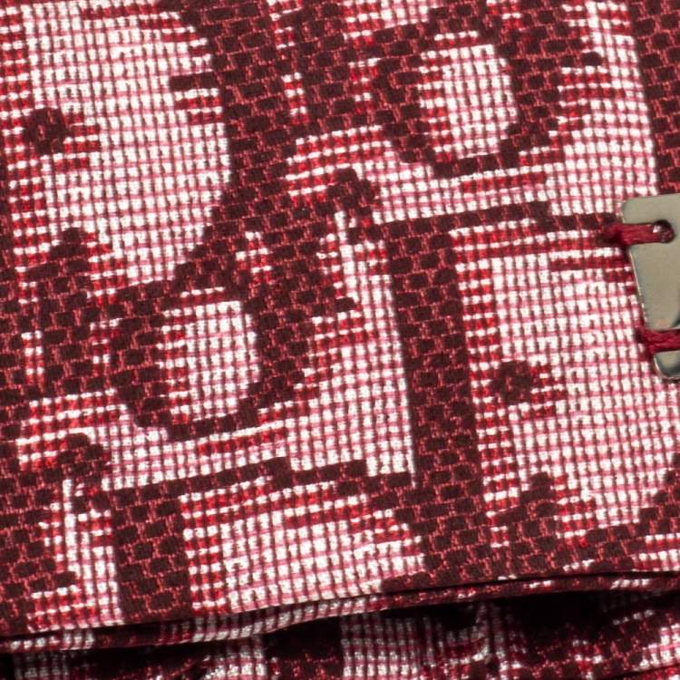 Pre Owned Dior Red Oblique Print Cotton Silk Headband