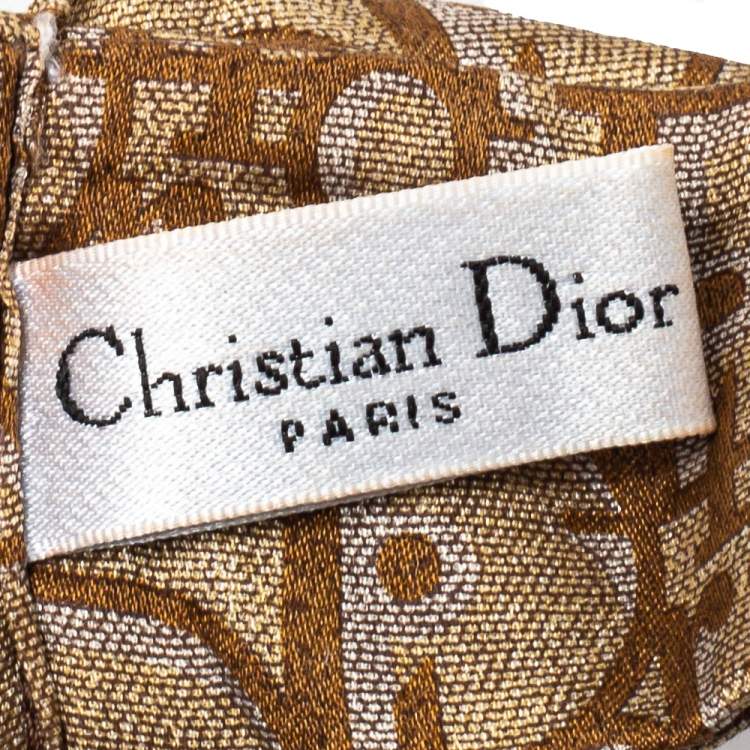 Pre Owned Dior Gold Oblique Print Cotton Silk Headband