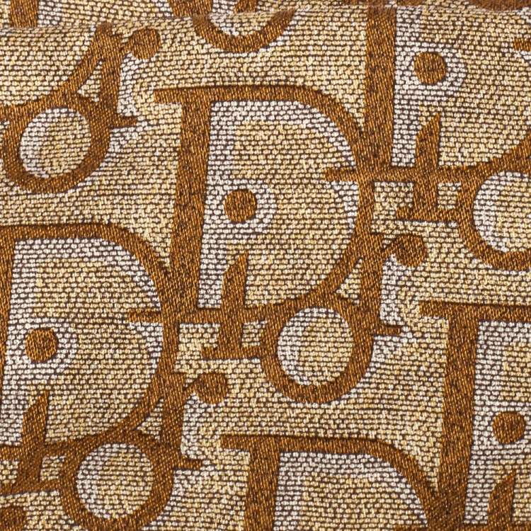 Pre Owned Dior Gold Oblique Print Cotton Silk Headband
