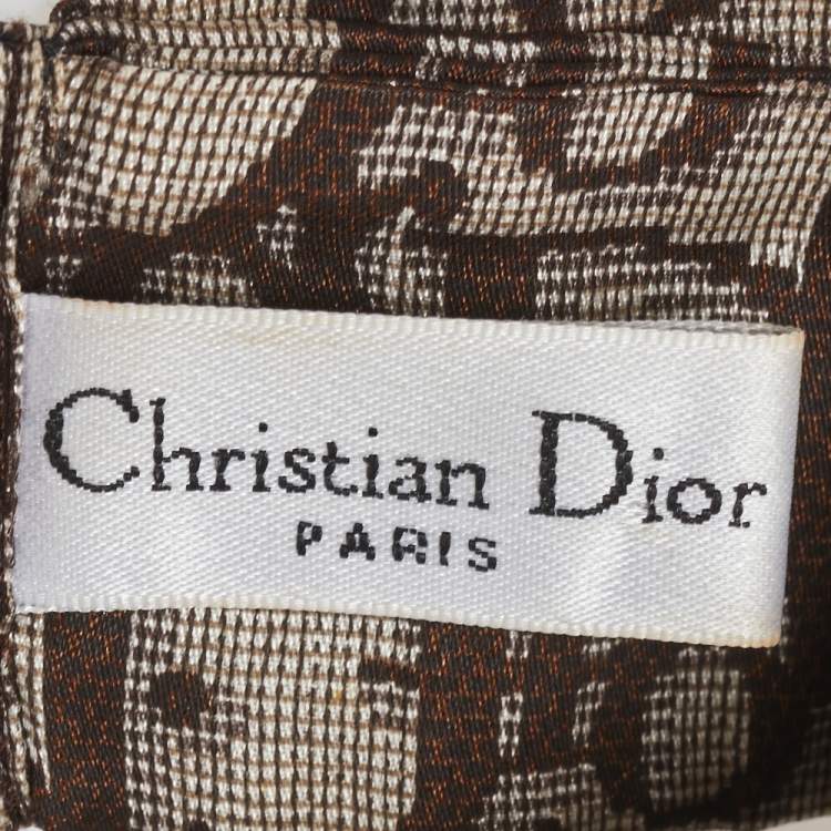 Pre Owned Dior Brown Oblique Print Cotton Silk Headband