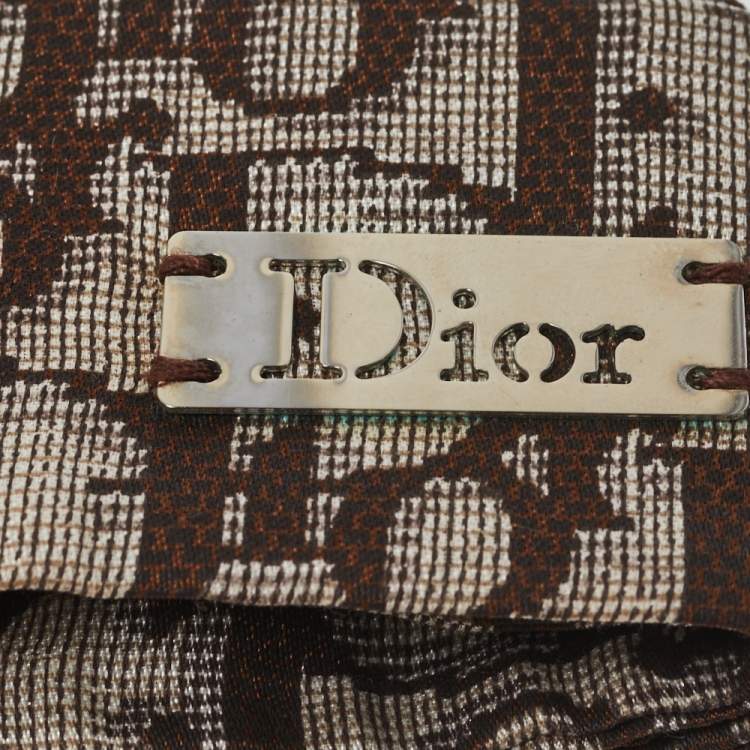 Pre Owned Dior Brown Oblique Print Cotton Silk Headband