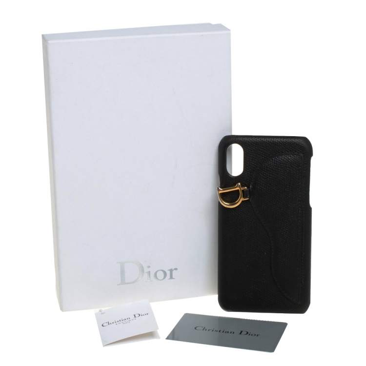 Pre Owned Dior Black Leather Saddle iPhone X Case