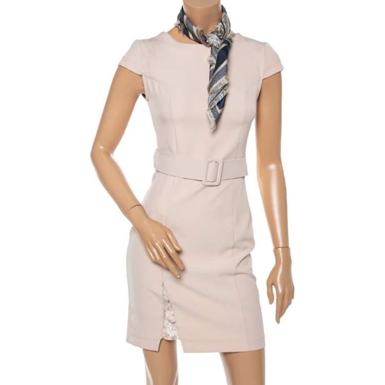 Pre Owned Dior Navy Blue & Beige Oblique Square Silk Scarf