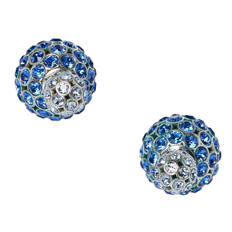 Pre Owned Dior Tribales Blue Ombre Crystal Embellished Stud Earrings