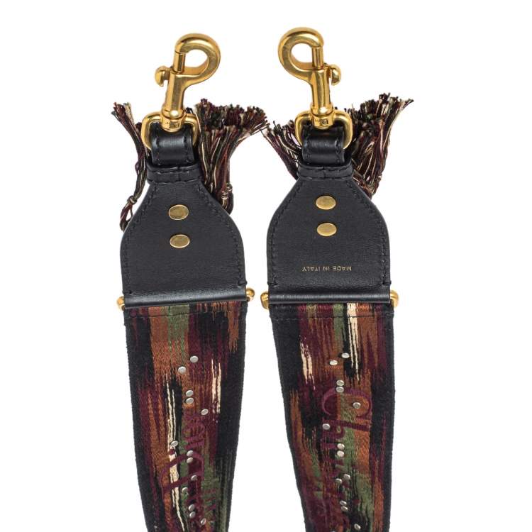 Pre Owned Dior Multicolor Studded Canvas and Leather Bohemian Inspired Shoulder Strap
