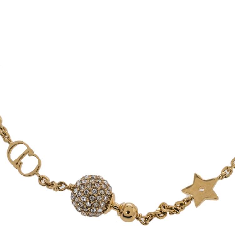 Pre Owned Dior Gold Tone Crystal La Petite Tribale Bracelet 