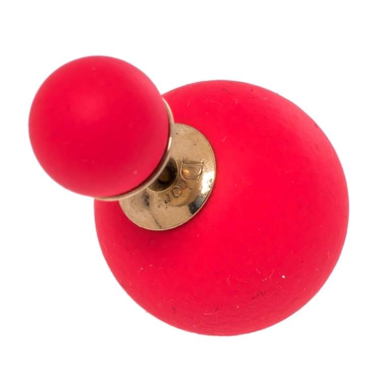 Pre Owned Dior Tribale Mise en Dior Neon Pink Gold Tone Stud Earrings