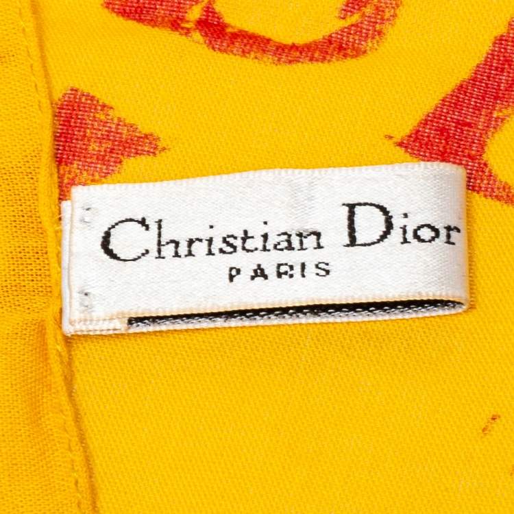 مملوكة مسبقًا Dior Yellow Graffiti Print Cotton Scarf