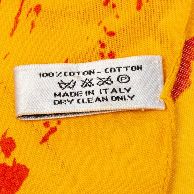 مملوكة مسبقًا Dior Yellow Graffiti Print Cotton Scarf