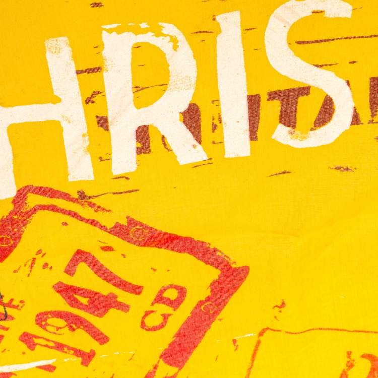 مملوكة مسبقًا Dior Yellow Graffiti Print Cotton Scarf