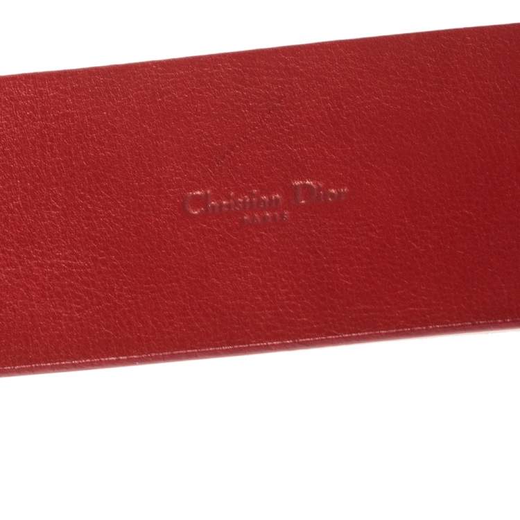Pre Owned Dior Red Smooth Leather CD Logo Waist Belt 90 CM