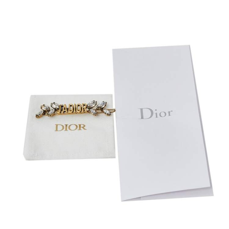 Pre Owned Dior J'adior Aged Gold Tone Crystal Laurier Barrette