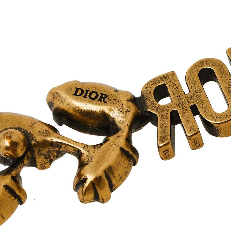 Pre Owned Dior J'adior Aged Gold Tone Crystal Laurier Barrette