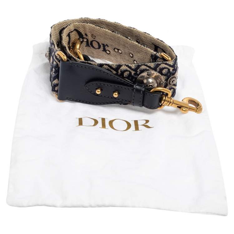 Pre Owned Dior Blue Studded Canvas and Leather Bohemian Inspired Shoulder Strap