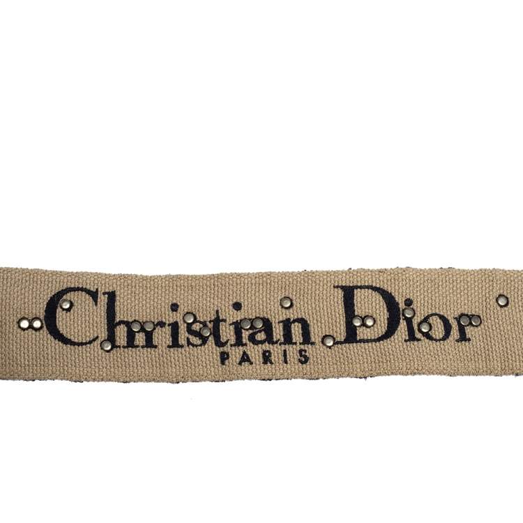 Pre Owned Dior Blue Studded Canvas and Leather Bohemian Inspired Shoulder Strap