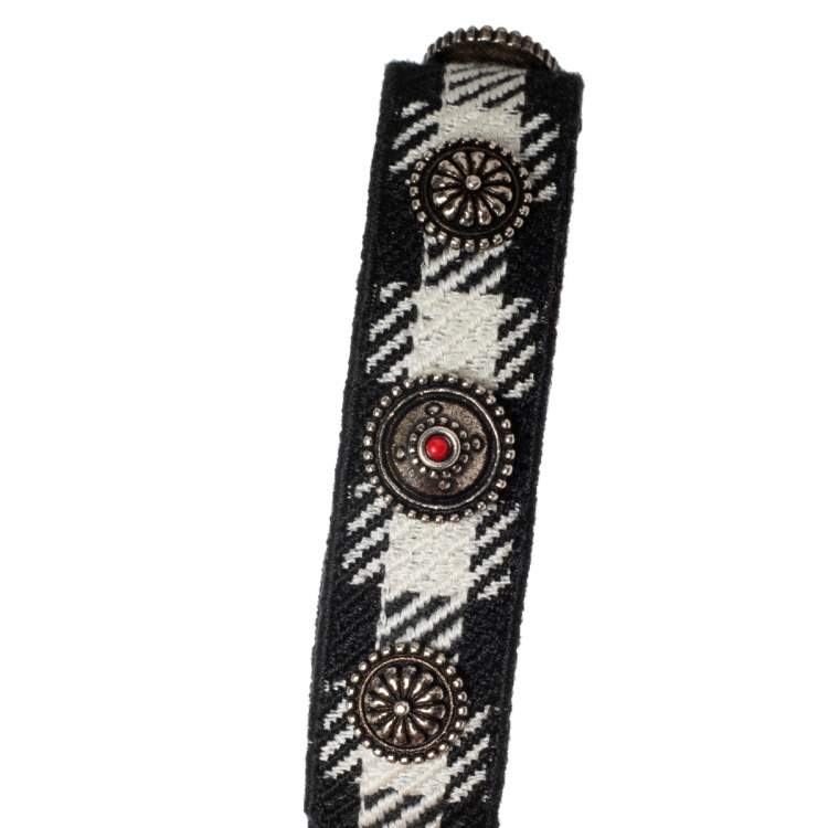 Pre Owned Dior J'adior Black/White Cotton Embroidered Set of Two Bracelets