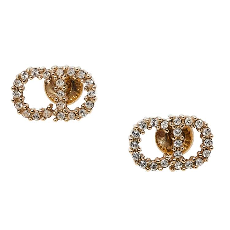 Pre Owned Dior Crystal Clair D Lune Stud Earrings