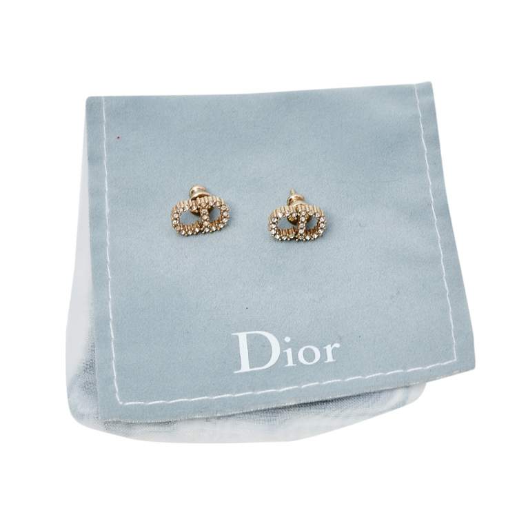 Pre Owned Dior Crystal Clair D Lune Stud Earrings