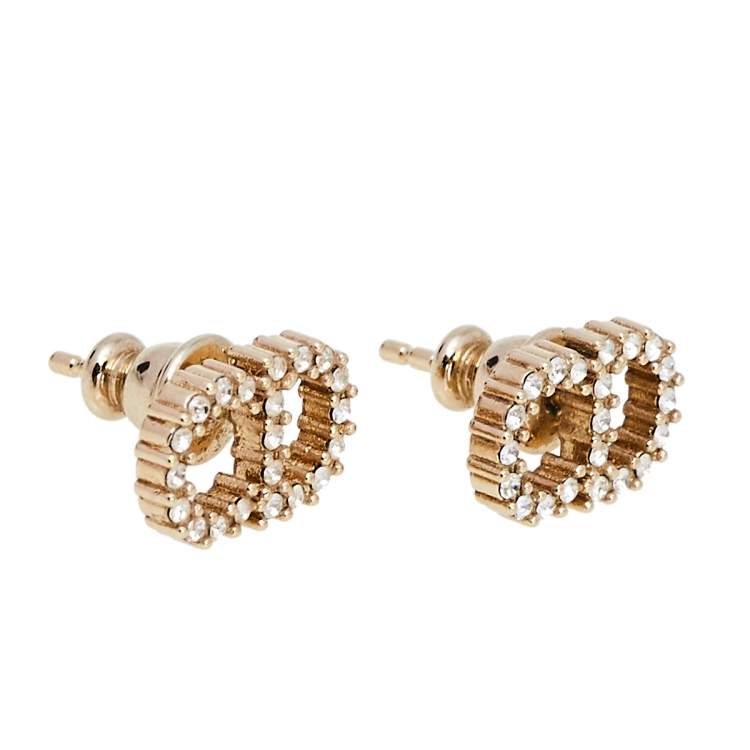 Pre Owned Dior Crystal Clair D Lune Stud Earrings