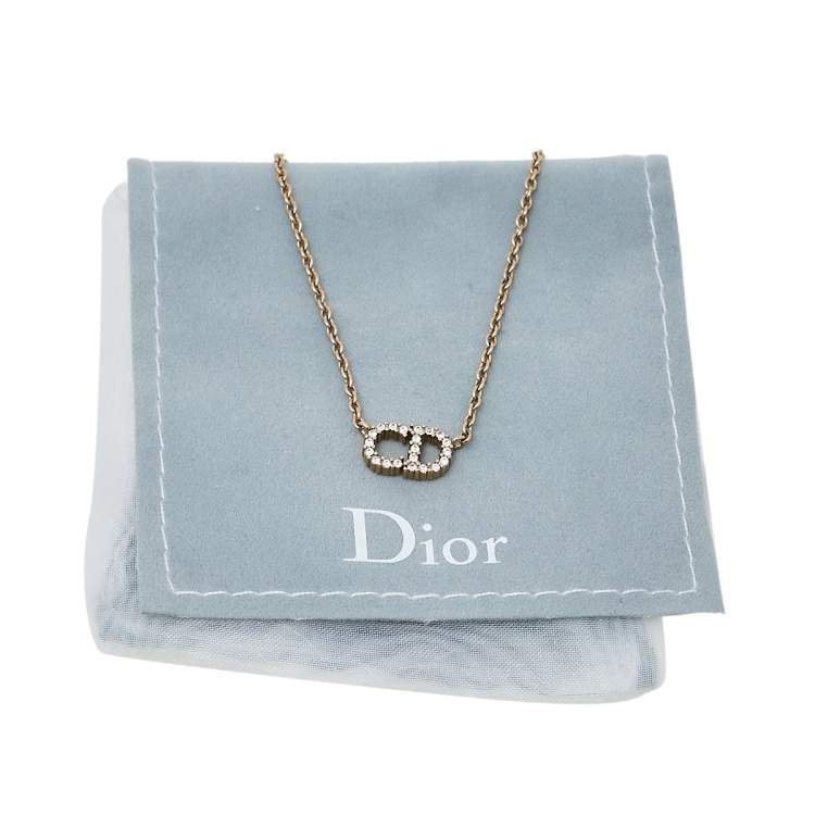 Pre Owned Dior Gold Tone Crystal Clair D Lune Necklace