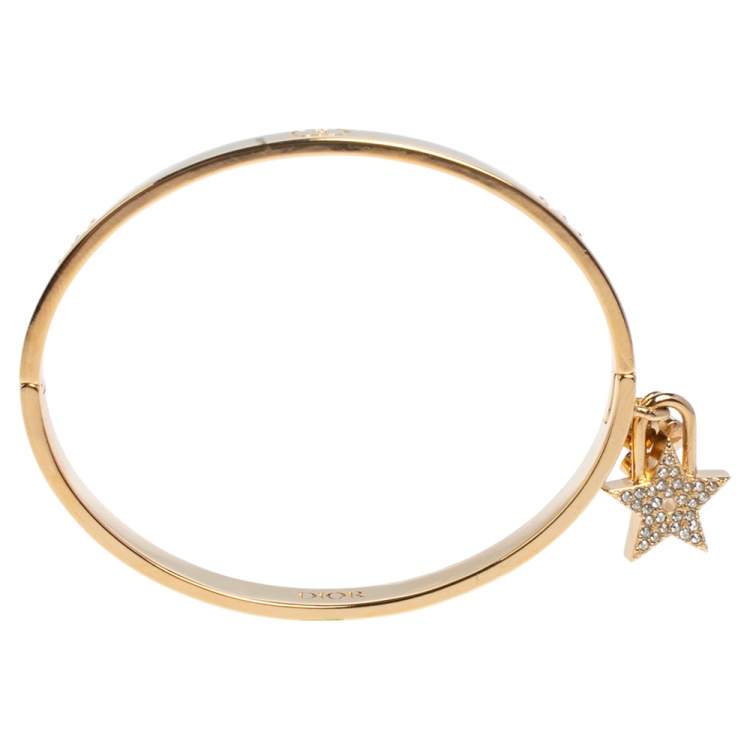 Pre Owned Dior Lucky Locket Gold Tone Cuff Bracelet