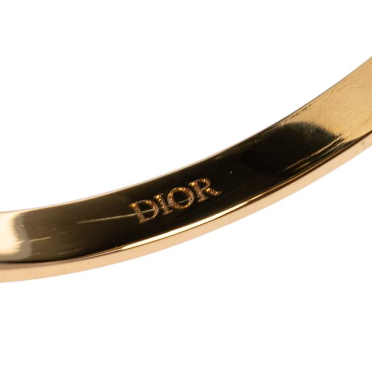 Pre Owned Dior Lucky Locket Gold Tone Cuff Bracelet