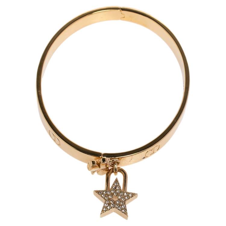 Pre Owned Dior Lucky Locket Gold Tone Cuff Bracelet