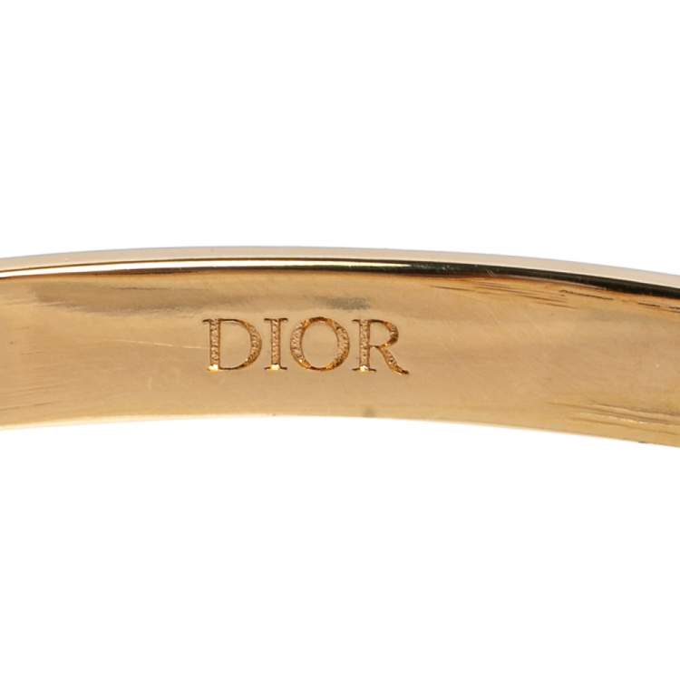 Pre Owned Dior Lucky Locket Gold Tone Cuff Bracelet