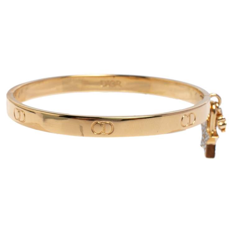 Pre Owned Dior Lucky Locket Gold Tone Cuff Bracelet