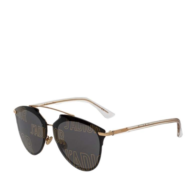 Pre Owned Dior Gold Tone/Black DiorReflected Aviator Sunglasses