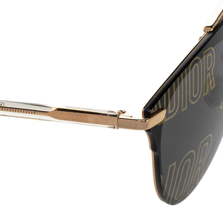 Pre Owned Dior Gold Tone/Black DiorReflected Aviator Sunglasses