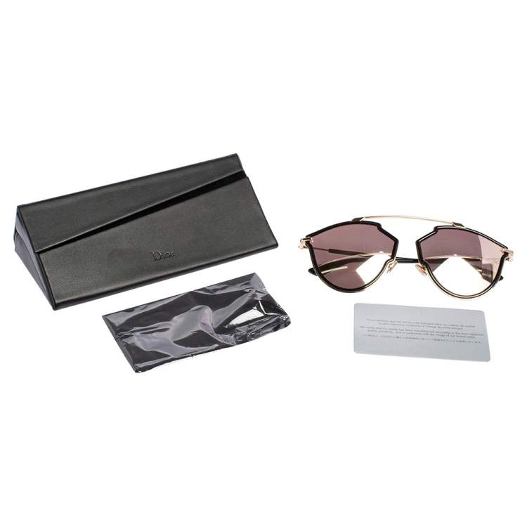 Pre Owned Dior Gold Tone/Black DiorSoRealRise Mirrored Sunglasses