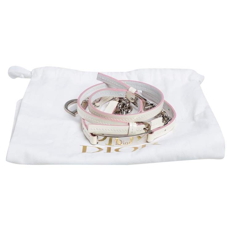 Pre Owned Dior Cream Patent Leather and Chain Slim Belt 100 CM