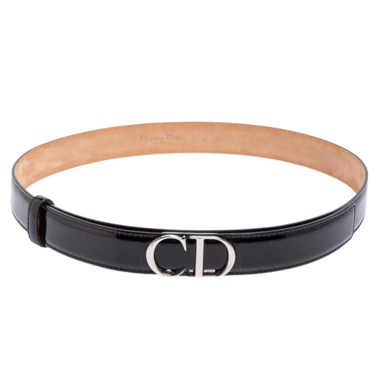 Dior Black Patent Leather CD Logo Belt 70CM Dior | The Luxury Closet