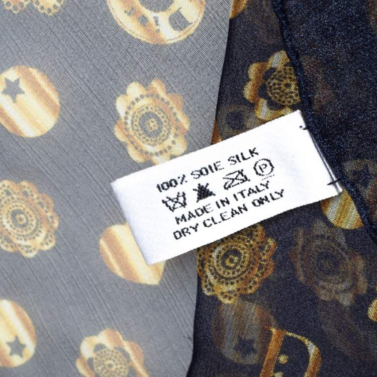 مملوكة مسبقًا Christian Dior Navy Blue Printed Silk Stole