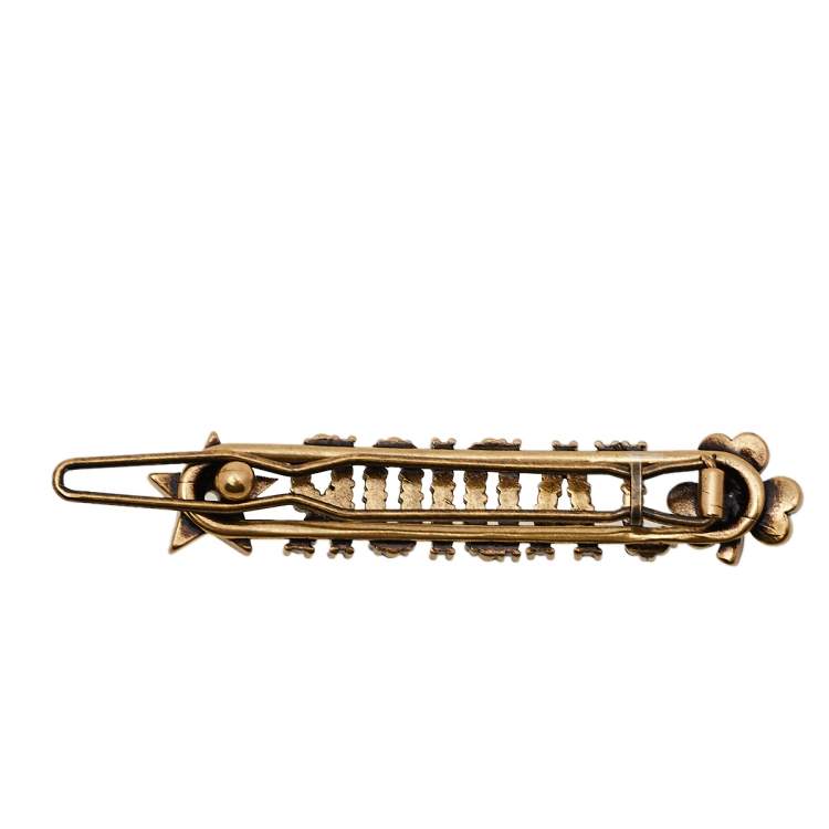 Pre Owned Dior J'adior Crystal Aged Gold Tone Barrette