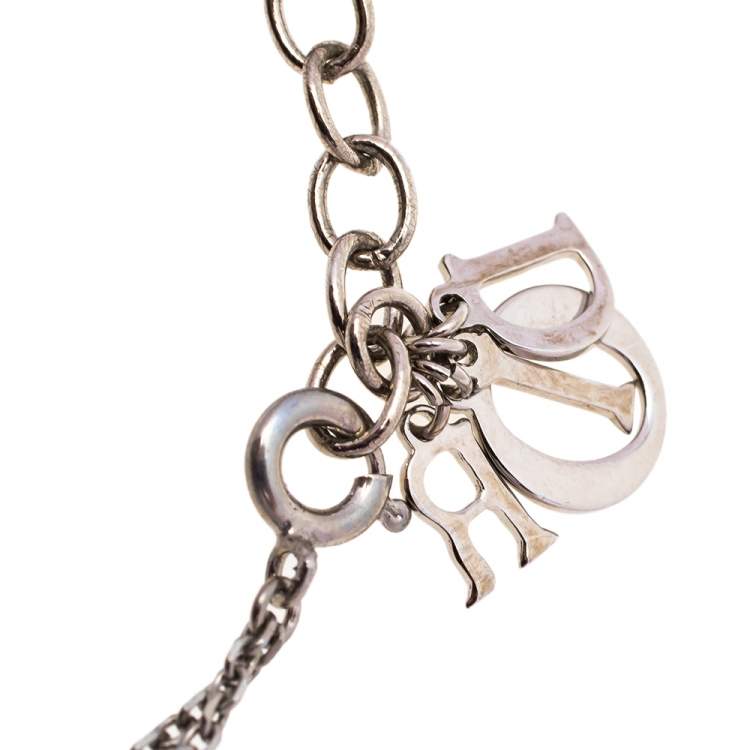 Pre Owned Dior Silver Tone Metallic CD Inlay Charm Bracelet 