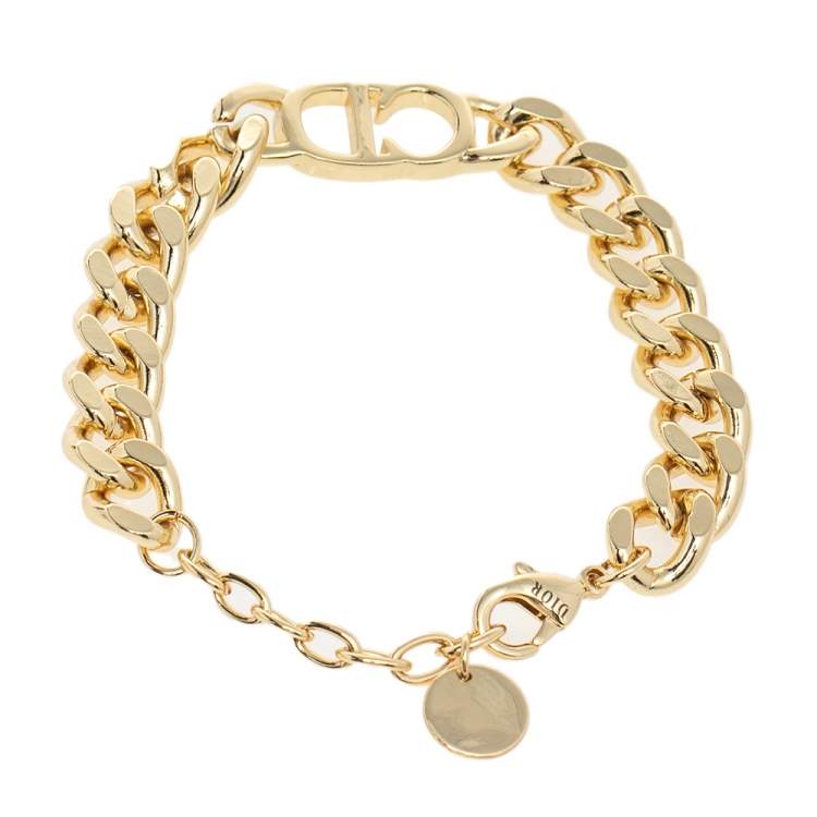 Pre Owned Dior Gold Tone CD Logo Danseuse Étoile Bracelet