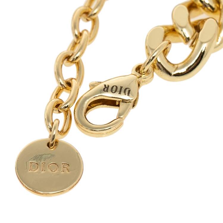 Pre Owned Dior Gold Tone CD Logo Danseuse Étoile Bracelet