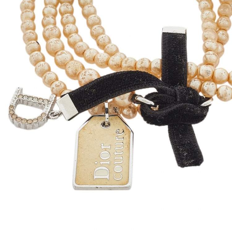 Pre Owned Dior Couture Faux Pearl Multi Strand Bracelet 