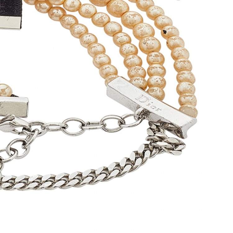 Pre Owned Dior Couture Faux Pearl Multi Strand Bracelet 