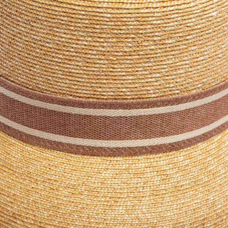 Pre Owned Dior Beige Straw Small Brim Dioresort Hat Size 57